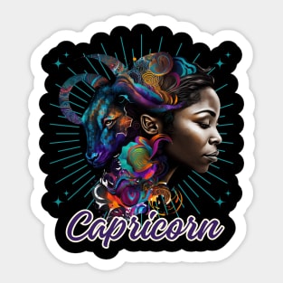 Black Capricorn Zodiac Sign Woman Sticker